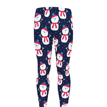 Cute Snowman Pattern Print Men's leggings