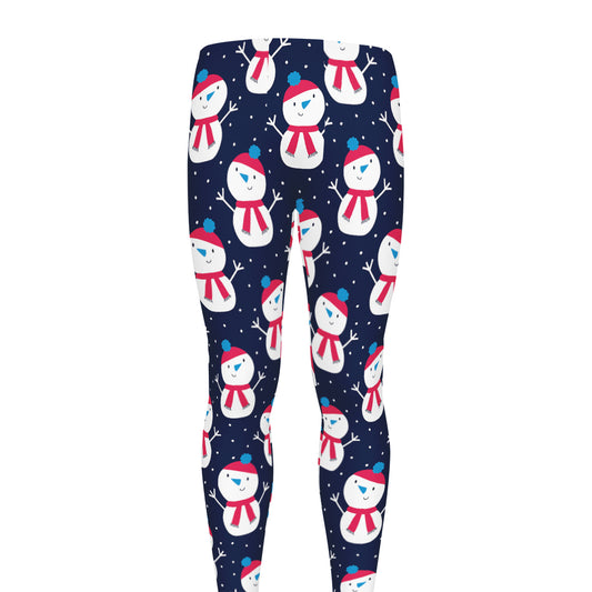 Cute Snowman Pattern Print Men's leggings