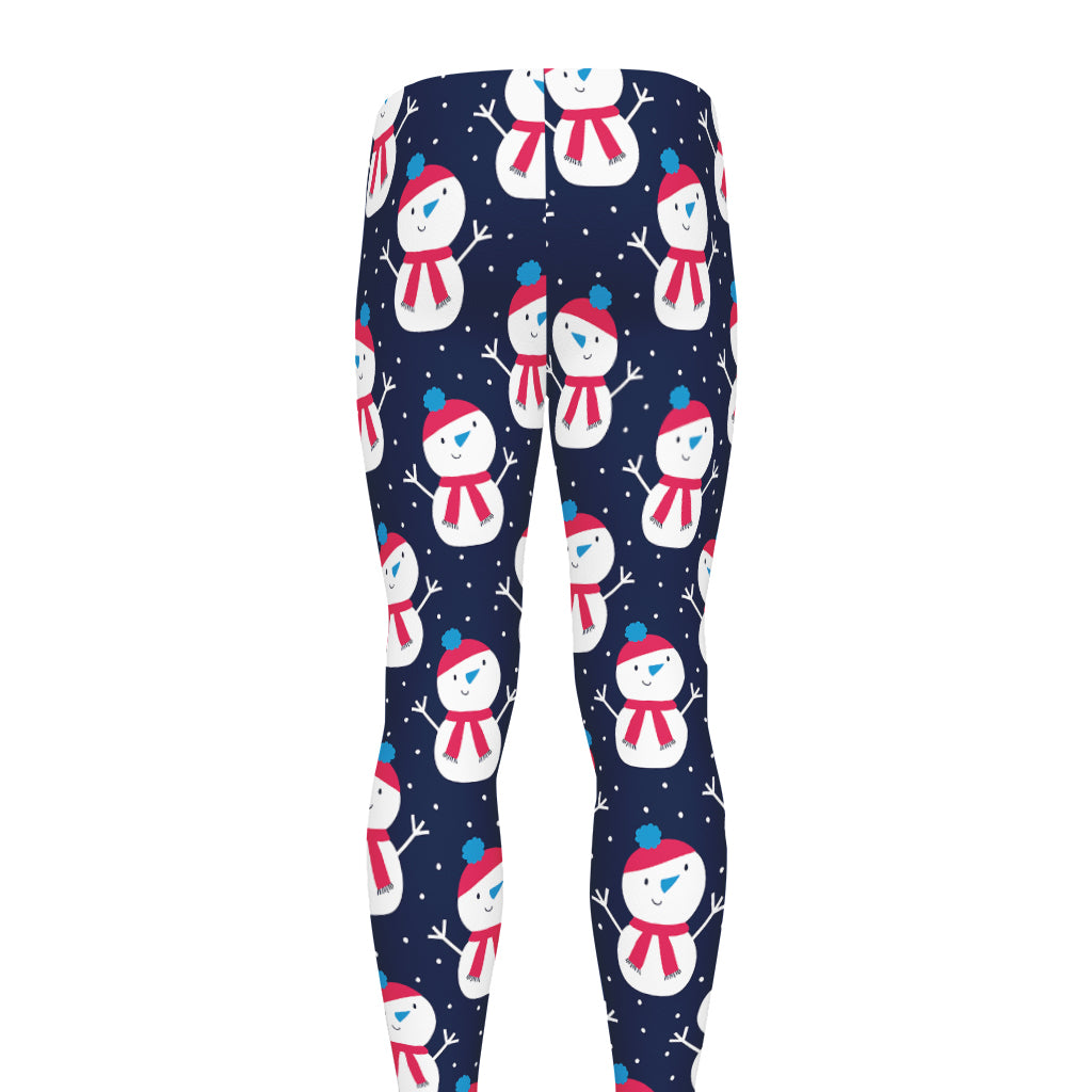 Cute Snowman Pattern Print Men's leggings