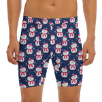 Cute Snowman Pattern Print Men's Long Boxer Briefs