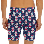 Cute Snowman Pattern Print Men's Long Boxer Briefs