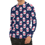 Cute Snowman Pattern Print Men's Long Sleeve Rash Guard