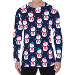 Cute Snowman Pattern Print Men's Long Sleeve T-Shirt