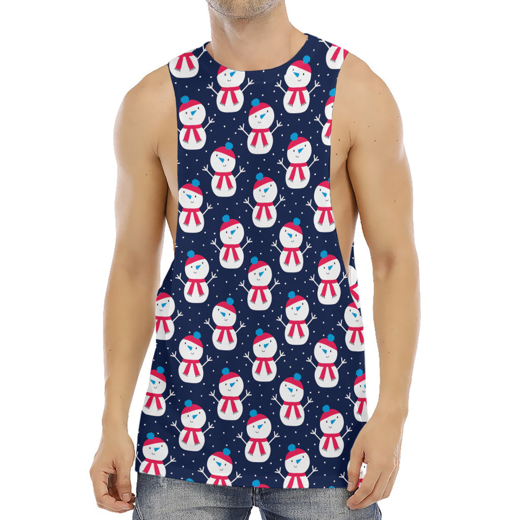 Cute Snowman Pattern Print Men's Muscle Tank Top