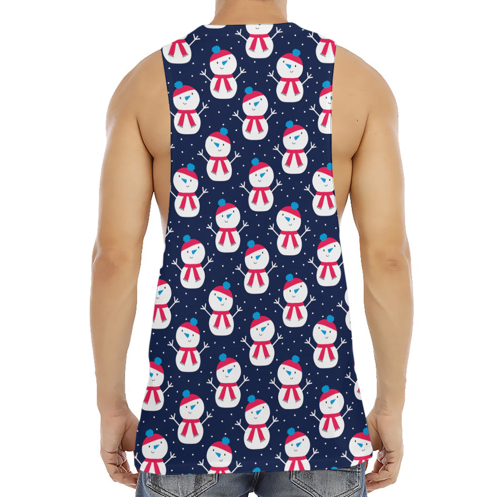 Cute Snowman Pattern Print Men's Muscle Tank Top