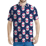 Cute Snowman Pattern Print Men's Polo Shirt