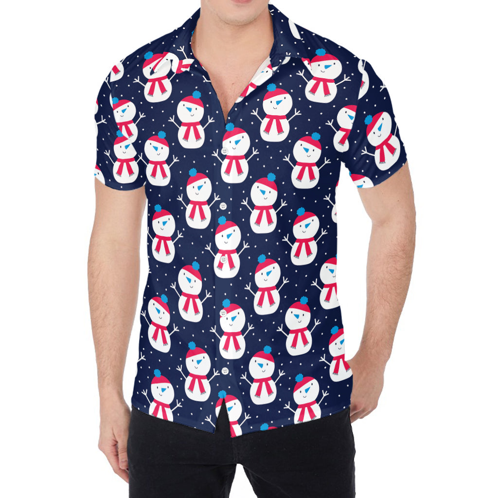 Cute Snowman Pattern Print Men's Shirt