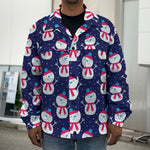Cute Snowman Pattern Print Men's Shirt Jacket