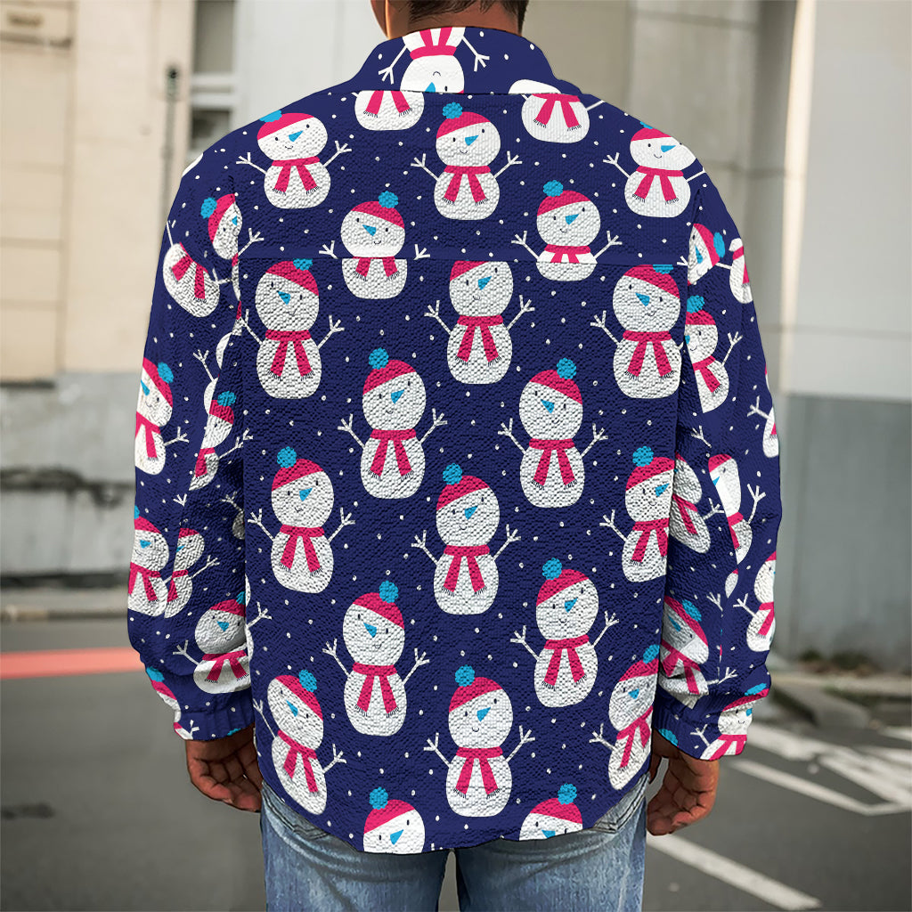 Cute Snowman Pattern Print Men's Shirt Jacket