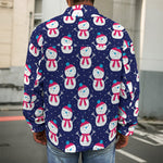 Cute Snowman Pattern Print Men's Shirt Jacket