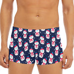 Cute Snowman Pattern Print Men's Short Boxer Briefs