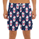 Cute Snowman Pattern Print Men's Split Running Shorts