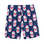 Cute Snowman Pattern Print Men's Sports Shorts