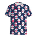 Cute Snowman Pattern Print Men's Athletic T-Shirt
