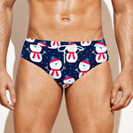 Cute Snowman Pattern Print Men's Swim Briefs