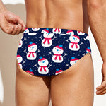 Cute Snowman Pattern Print Men's Swim Briefs