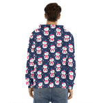 Cute Snowman Pattern Print Men's Velvet Pullover Hoodie
