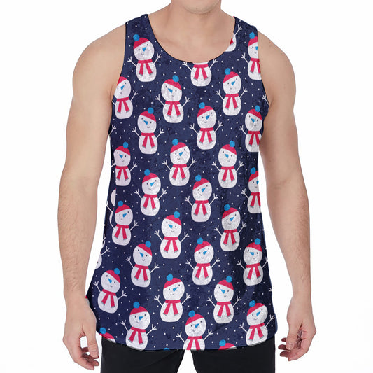 Cute Snowman Pattern Print Men's Velvet Tank Top
