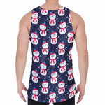 Cute Snowman Pattern Print Men's Velvet Tank Top