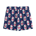Cute Snowman Pattern Print Mesh Shorts