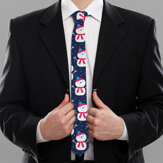 Cute Snowman Pattern Print Necktie