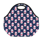 Cute Snowman Pattern Print Neoprene Lunch Bag