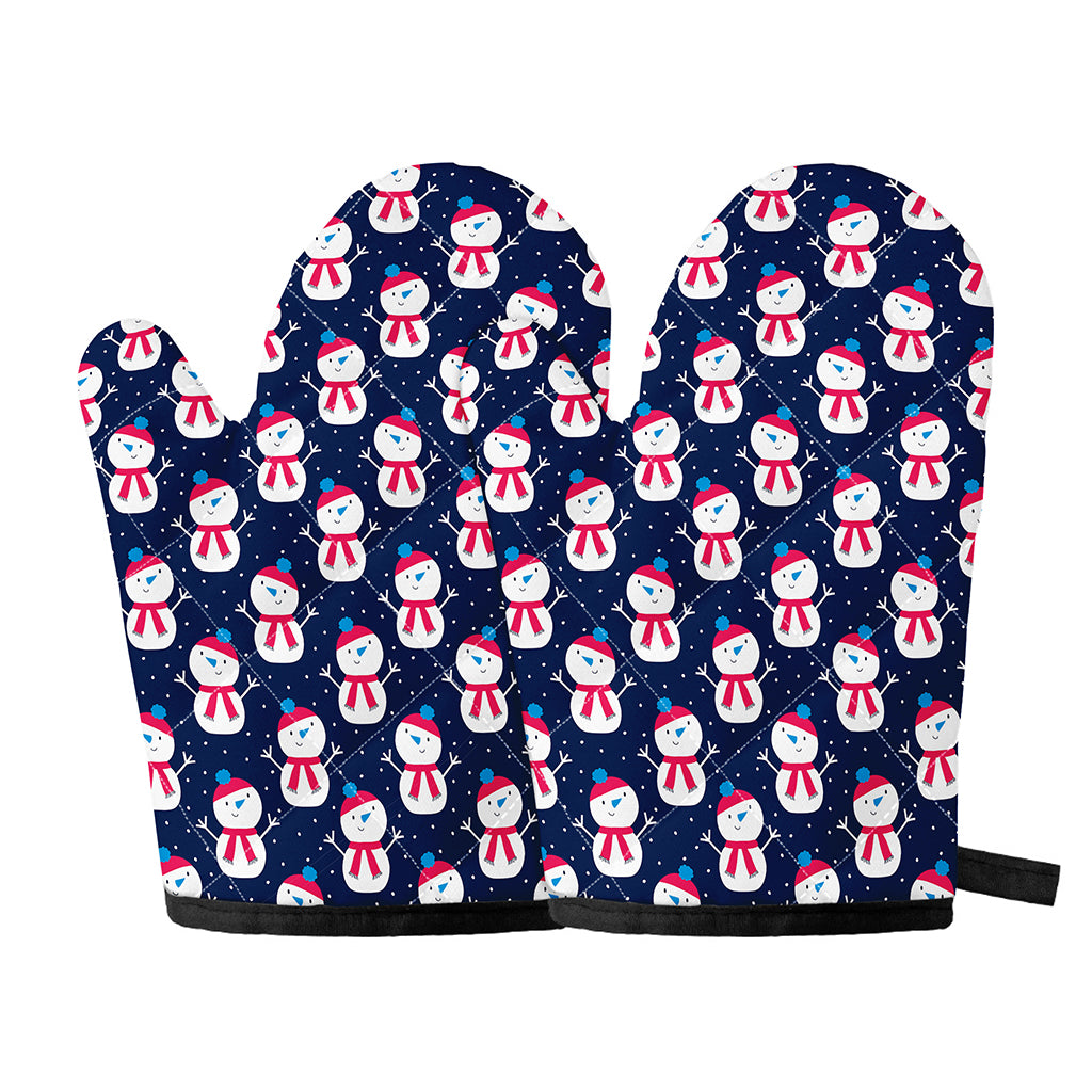 Cute Snowman Pattern Print Oven Mitts