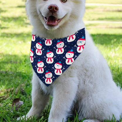 Cute Snowman Pattern Print Over The Collar Dog Bandana