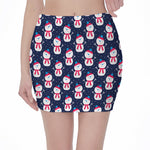 Cute Snowman Pattern Print Pencil Mini Skirt