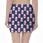 Cute Snowman Pattern Print Pencil Mini Skirt