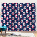 Cute Snowman Pattern Print Pencil Pleat Curtains