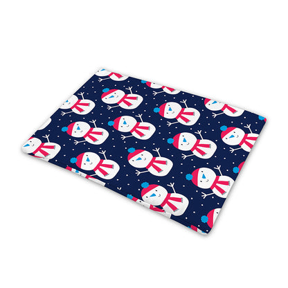 Cute Snowman Pattern Print Pet Cooling Mat Cover