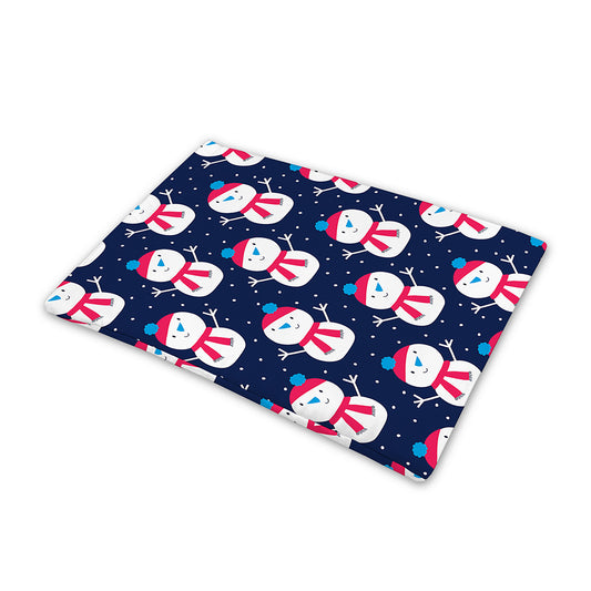 Cute Snowman Pattern Print Pet Cooling Mat Cover
