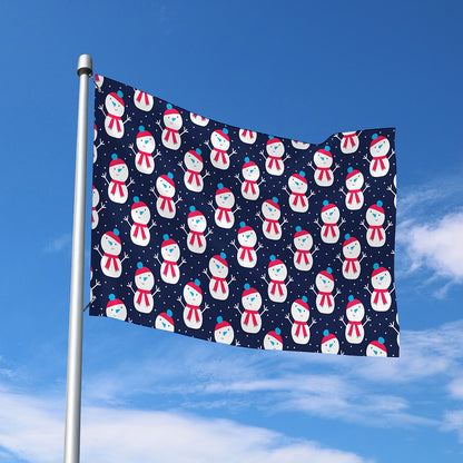 Cute Snowman Pattern Print Polyester Flag