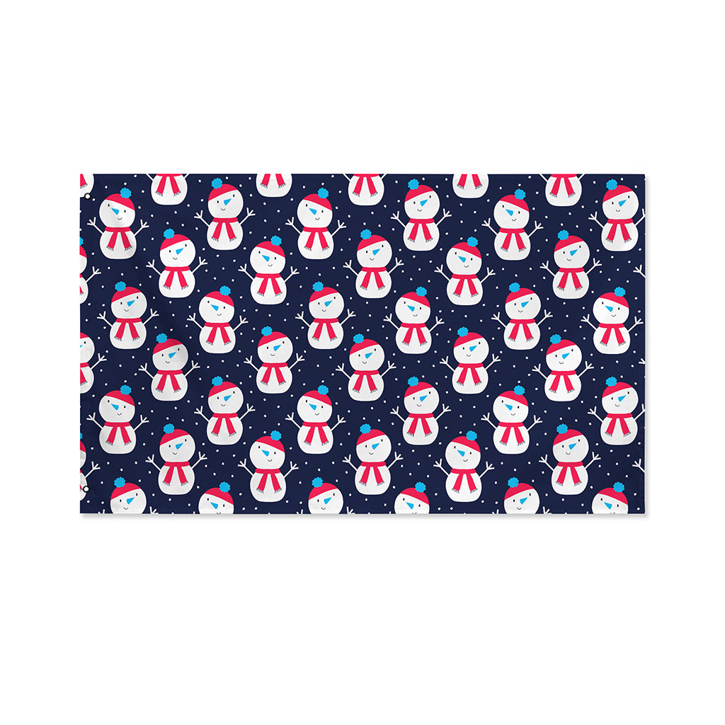 Cute Snowman Pattern Print Polyester Flag