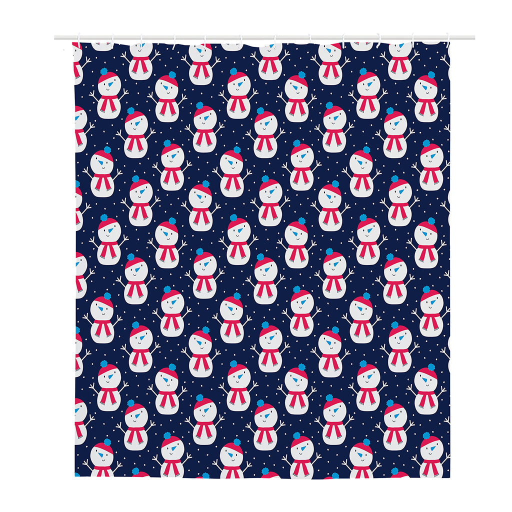 Cute Snowman Pattern Print Polyester Shower Curtain
