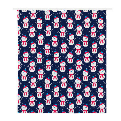 Cute Snowman Pattern Print Polyester Shower Curtain