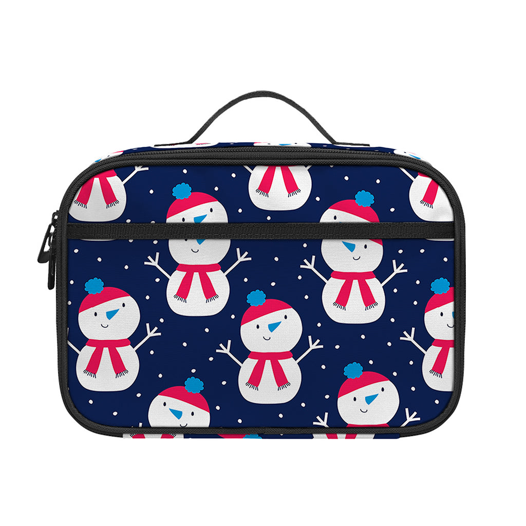 Cute Snowman Pattern Print Portable Lunch Bag