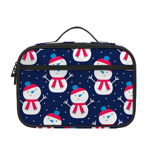 Cute Snowman Pattern Print Portable Lunch Bag