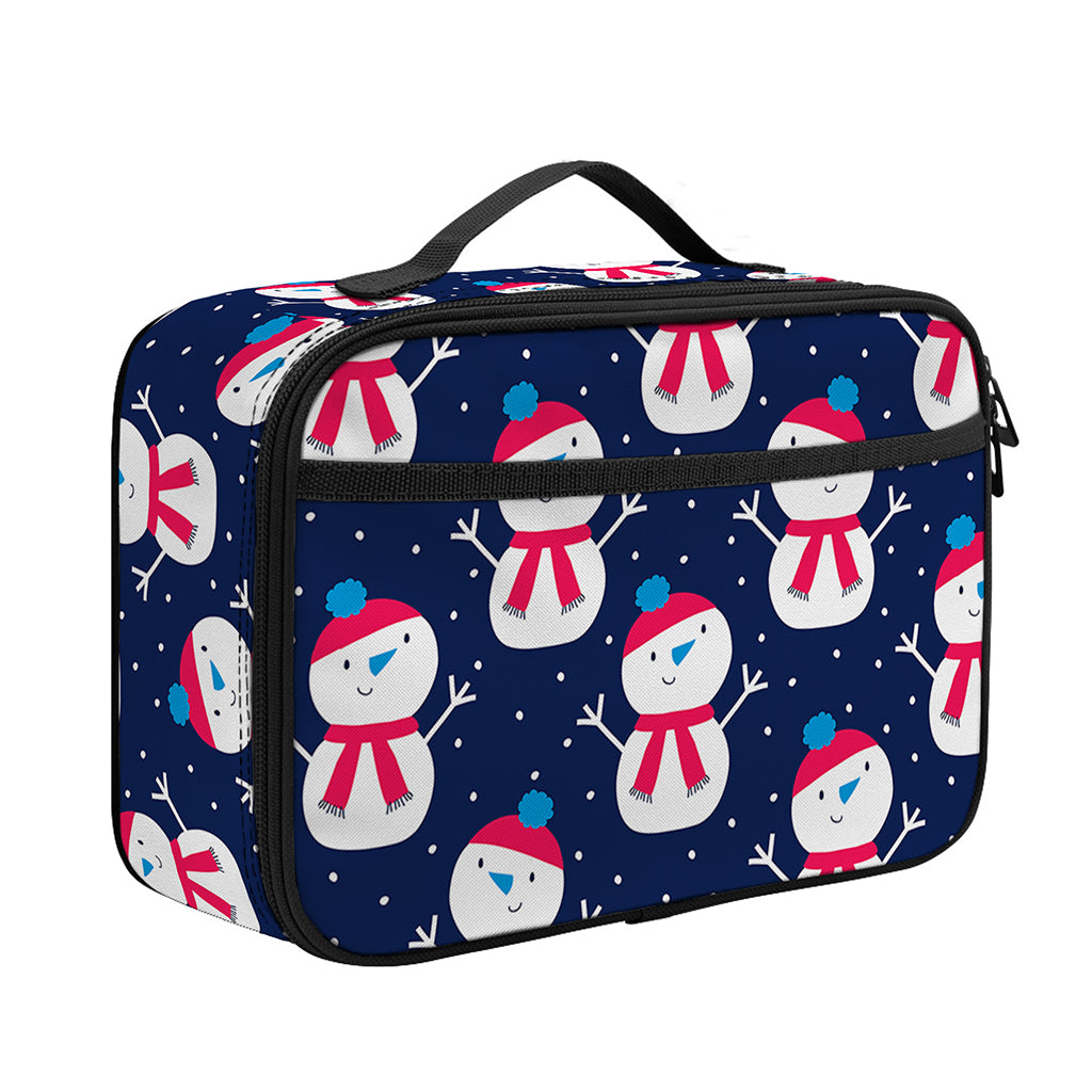 Cute Snowman Pattern Print Portable Lunch Bag