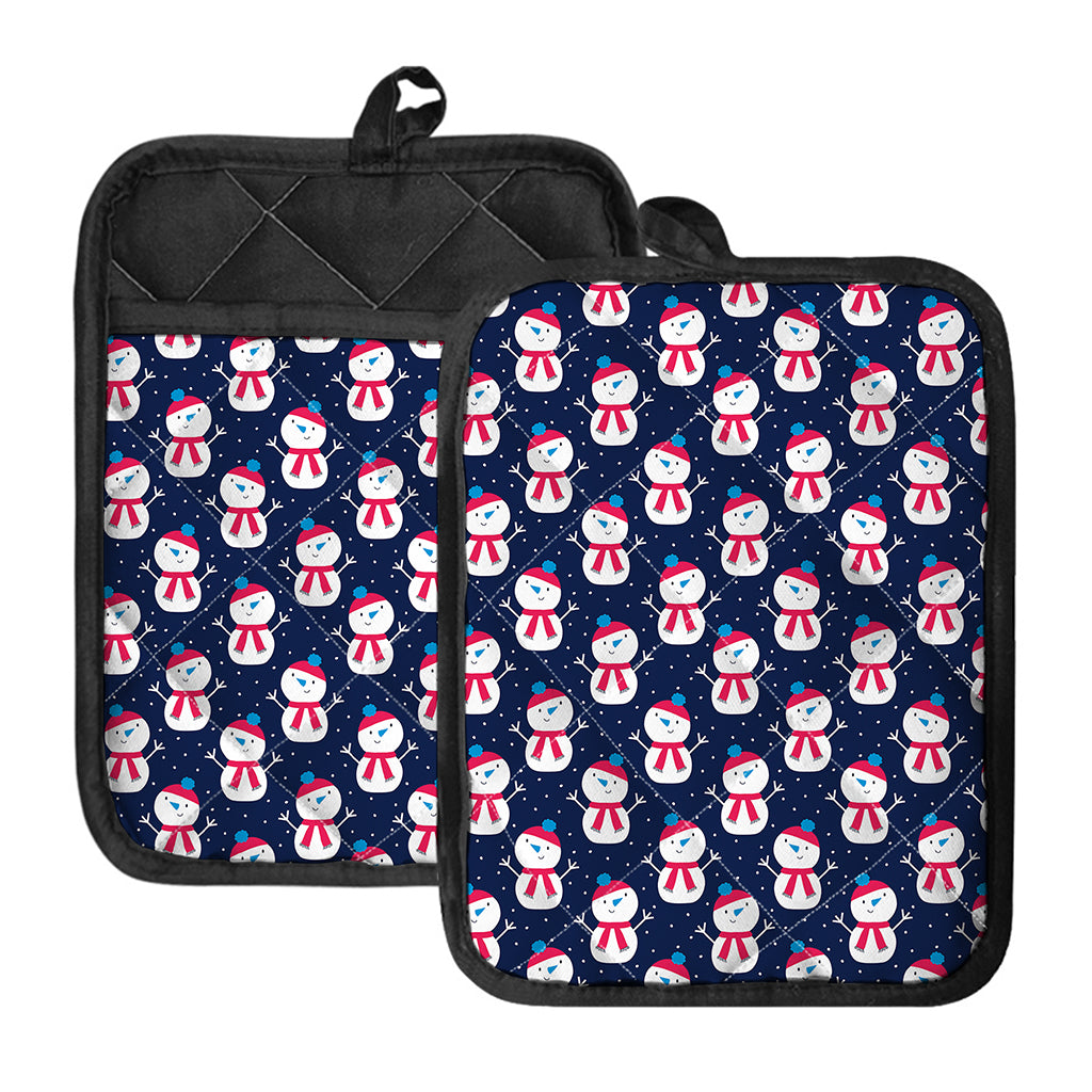 Cute Snowman Pattern Print Pot Holders With Pocket