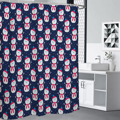 Cute Snowman Pattern Print Premium Shower Curtain