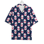 Cute Snowman Pattern Print Rayon Hawaiian Shirt
