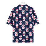 Cute Snowman Pattern Print Rayon Hawaiian Shirt