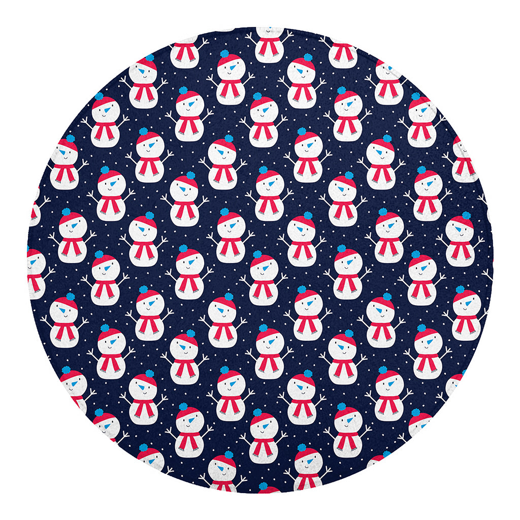 Cute Snowman Pattern Print Round Blanket