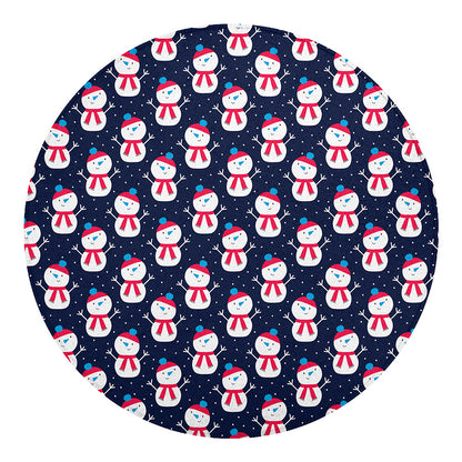 Cute Snowman Pattern Print Round Blanket