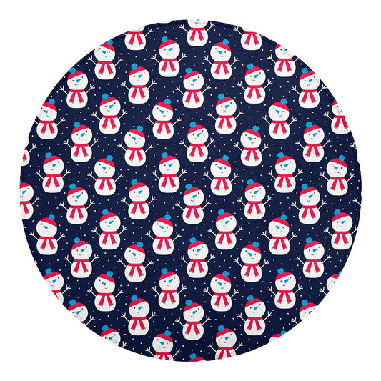 Cute Snowman Pattern Print Round Blanket