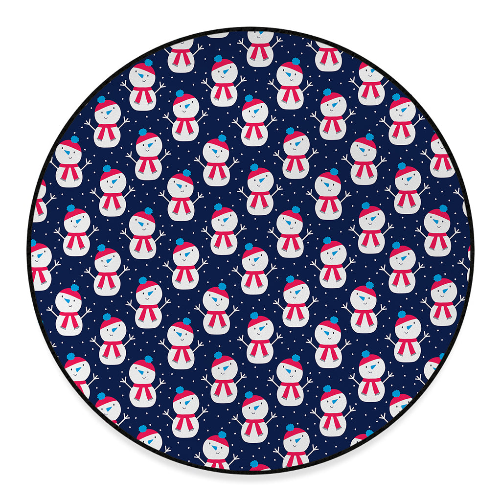 Cute Snowman Pattern Print Round Floor Mat