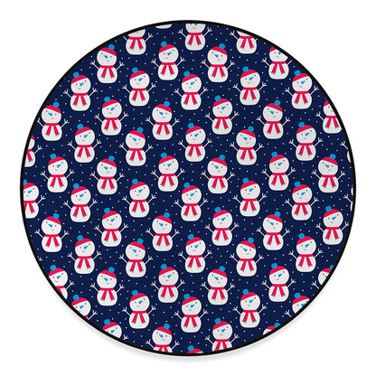 Cute Snowman Pattern Print Round Floor Mat