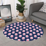 Cute Snowman Pattern Print Round Rug